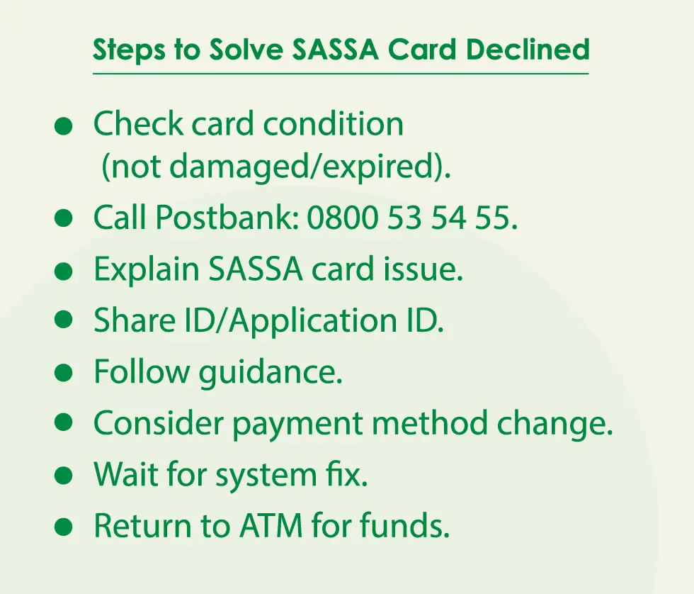 Guide to Solve SASSA Card Decline 