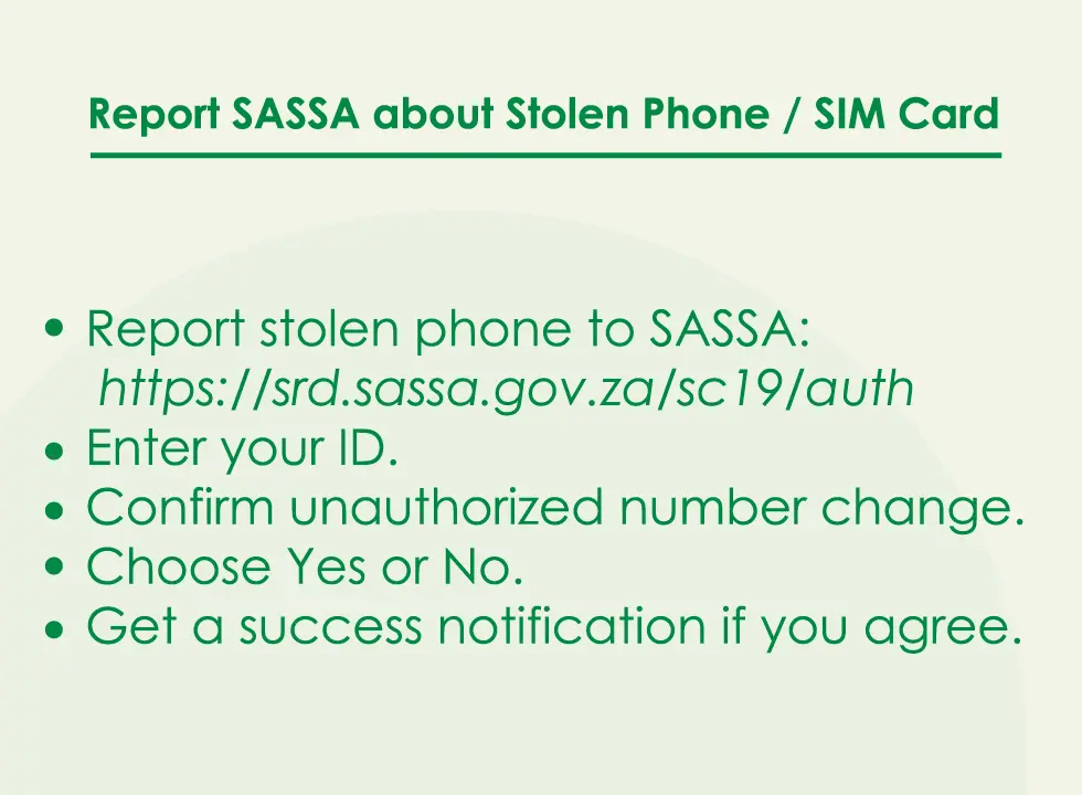 report sassa about stolen phone