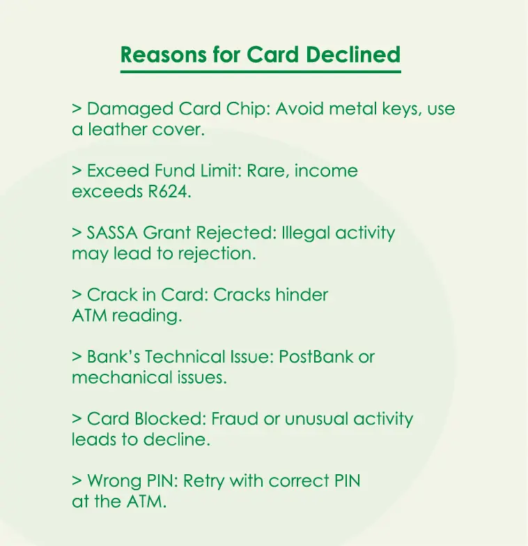 reasons for sassa card declined
