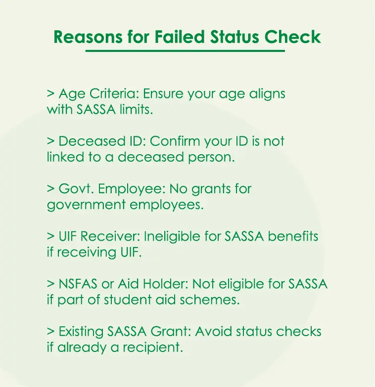 why does it say failed when checking sassa status