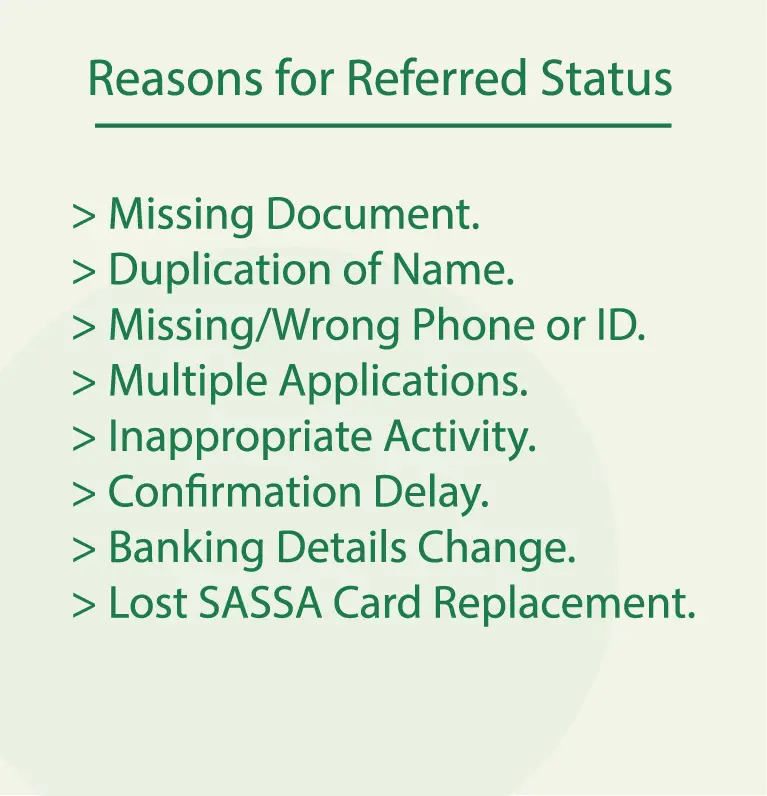 possible reasons for srd status referred status