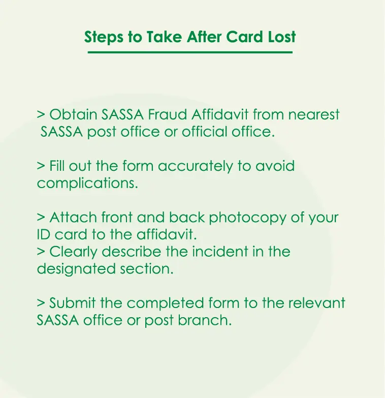 steps to take after sassa card lost