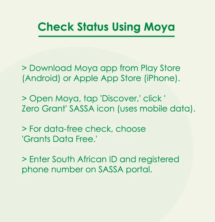 check sassa status using moya app