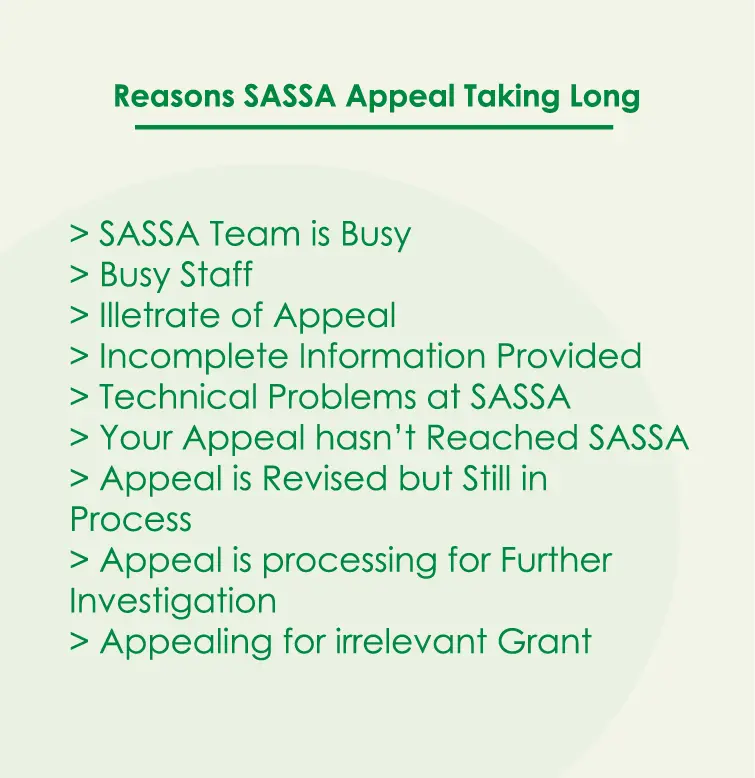 reasons sassa appeal taking long
