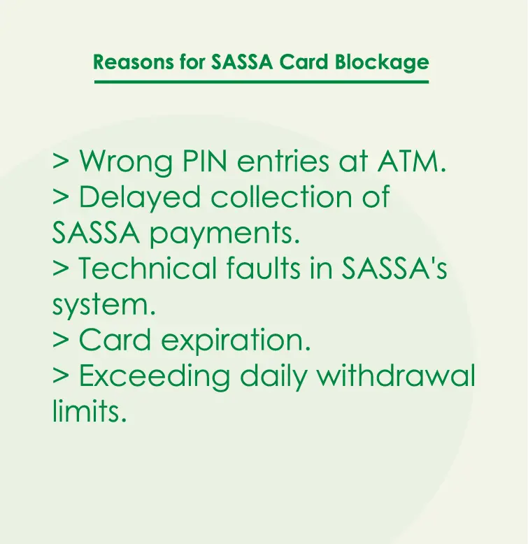 reasons for sassa card blockage
