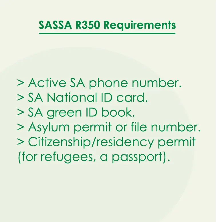 sassa r350 requirements