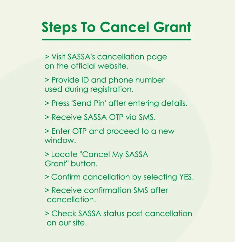 steps to cancel sassa grant