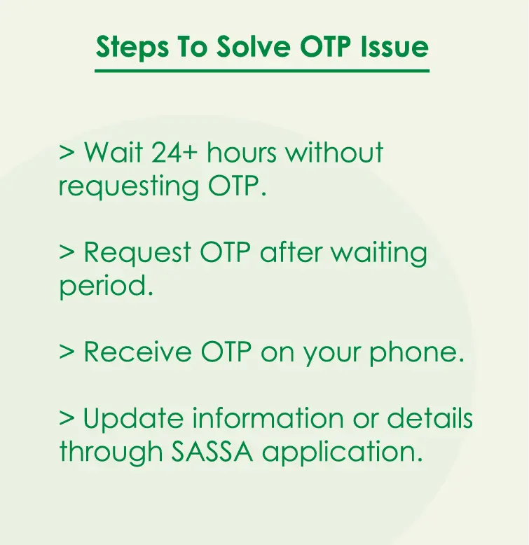 steps to solve sassa otp issue