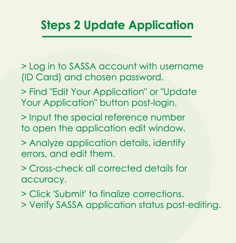 steps to update sassa application