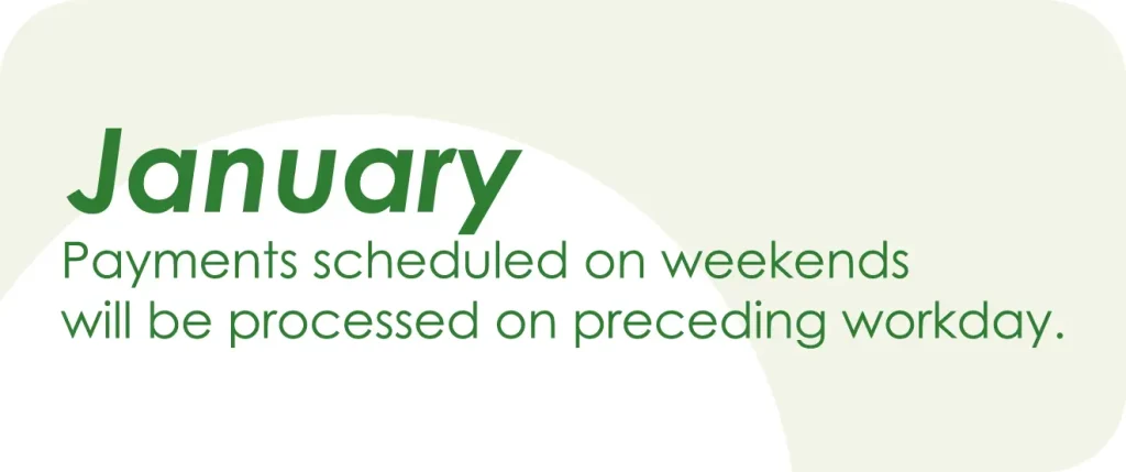 january weekend payments will be processed on upcoming workdays
