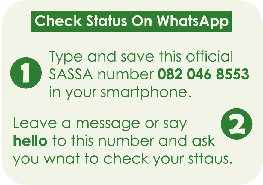 check status using sassa official whatsapp number