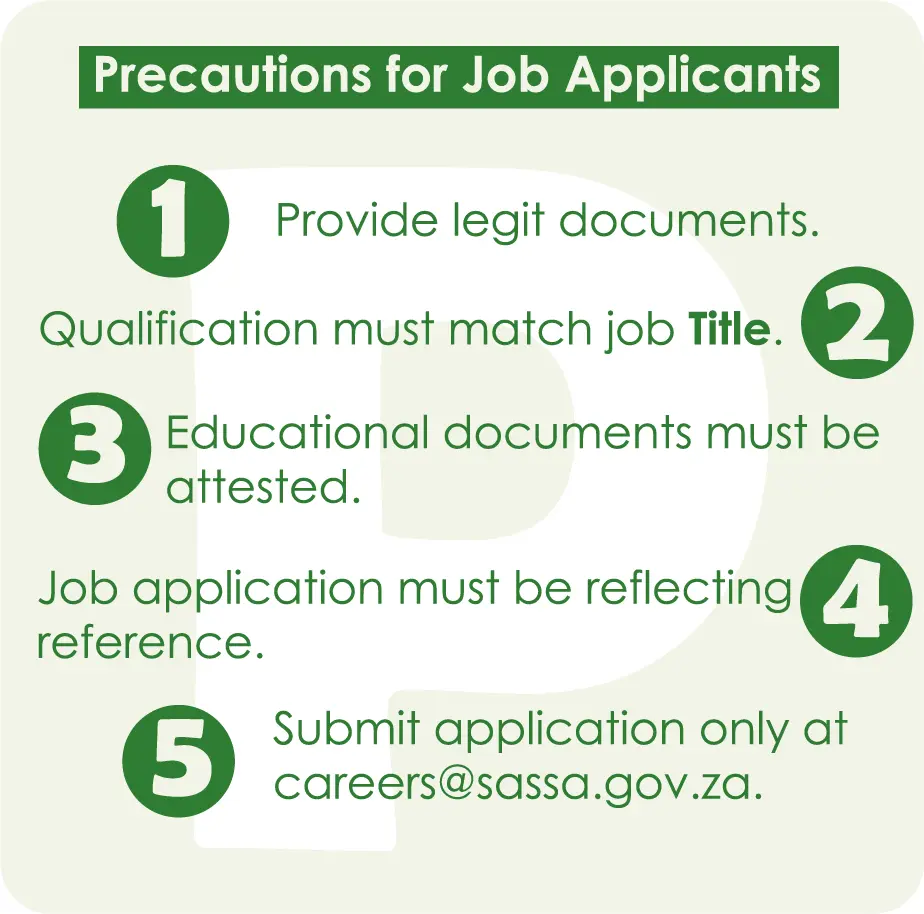 precautions for sassa jobs applicants
