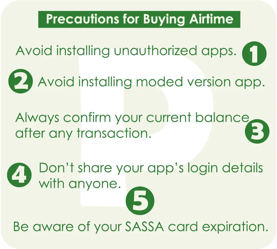 precautions for buying sassa airtime