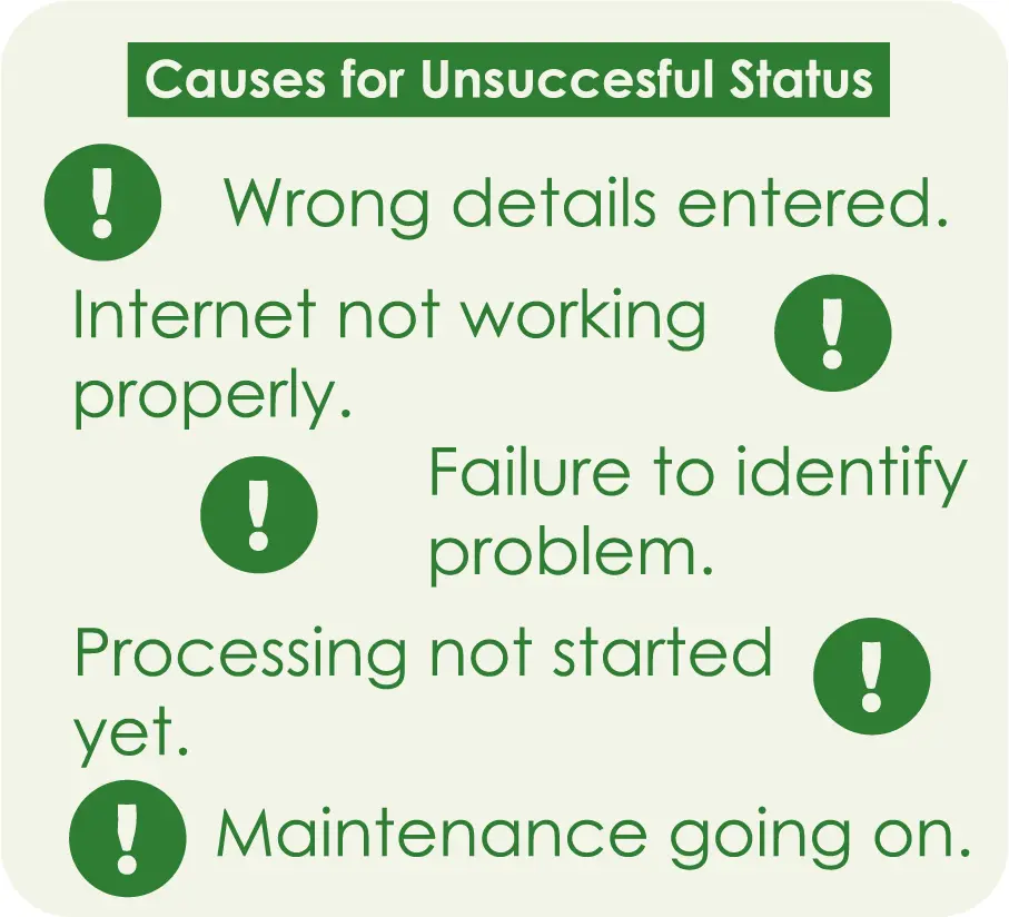causes for unsuccessful status check